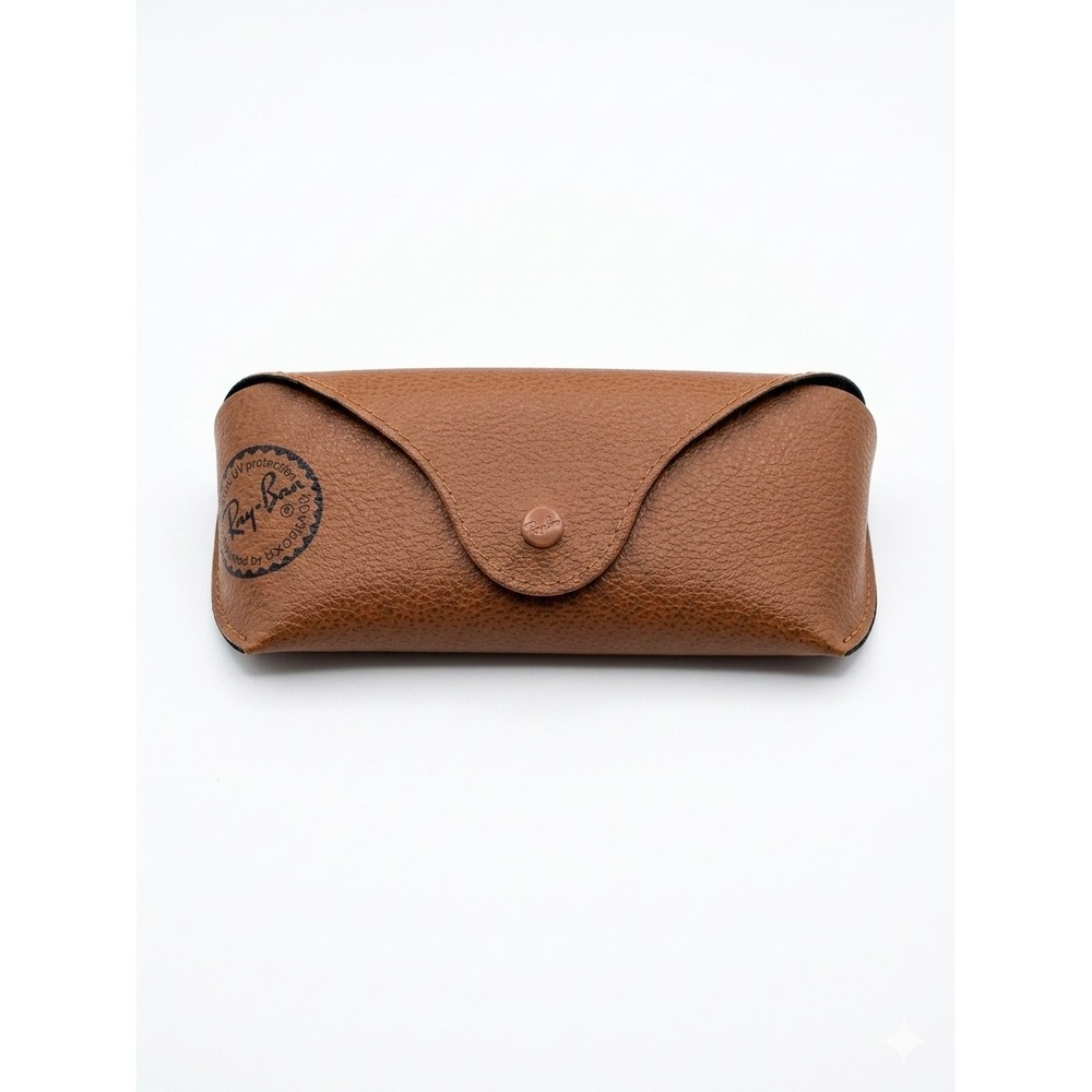 Ray-Ban Sunglasses Case Unisex OS Brown Good Textured Snap Closure Luxottica